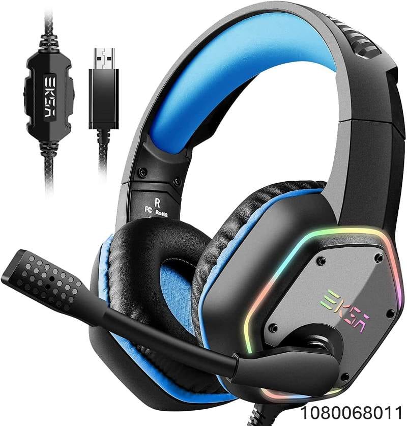 EKSA E1000 Gaming Headset, Computer Headphones with Noise Canceling Mic & RGB Light