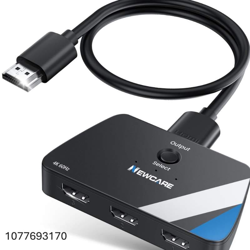 HDMI Switch 3 in 1 Out, 4K@60Hz HDMI 2.0 Switch Splitter with 2.6FT Long HDMI
