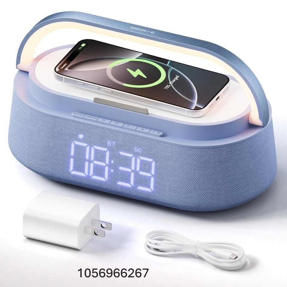 6-in-1 Bluetooth Speaker with Wireless Charging, FM Radio,