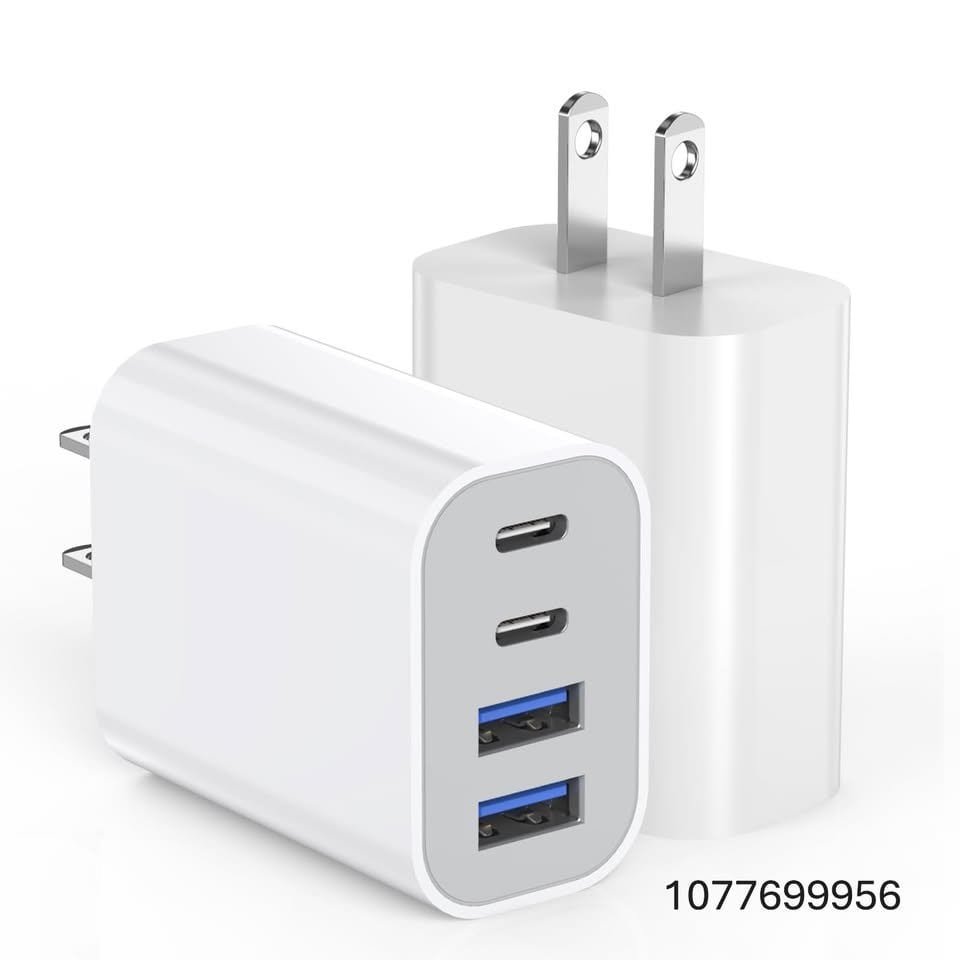 40W iPhone 17 16 Charger Block,2Pack 4-Port Fast USB C Charger Blocks,Multiport PD Power Adapter