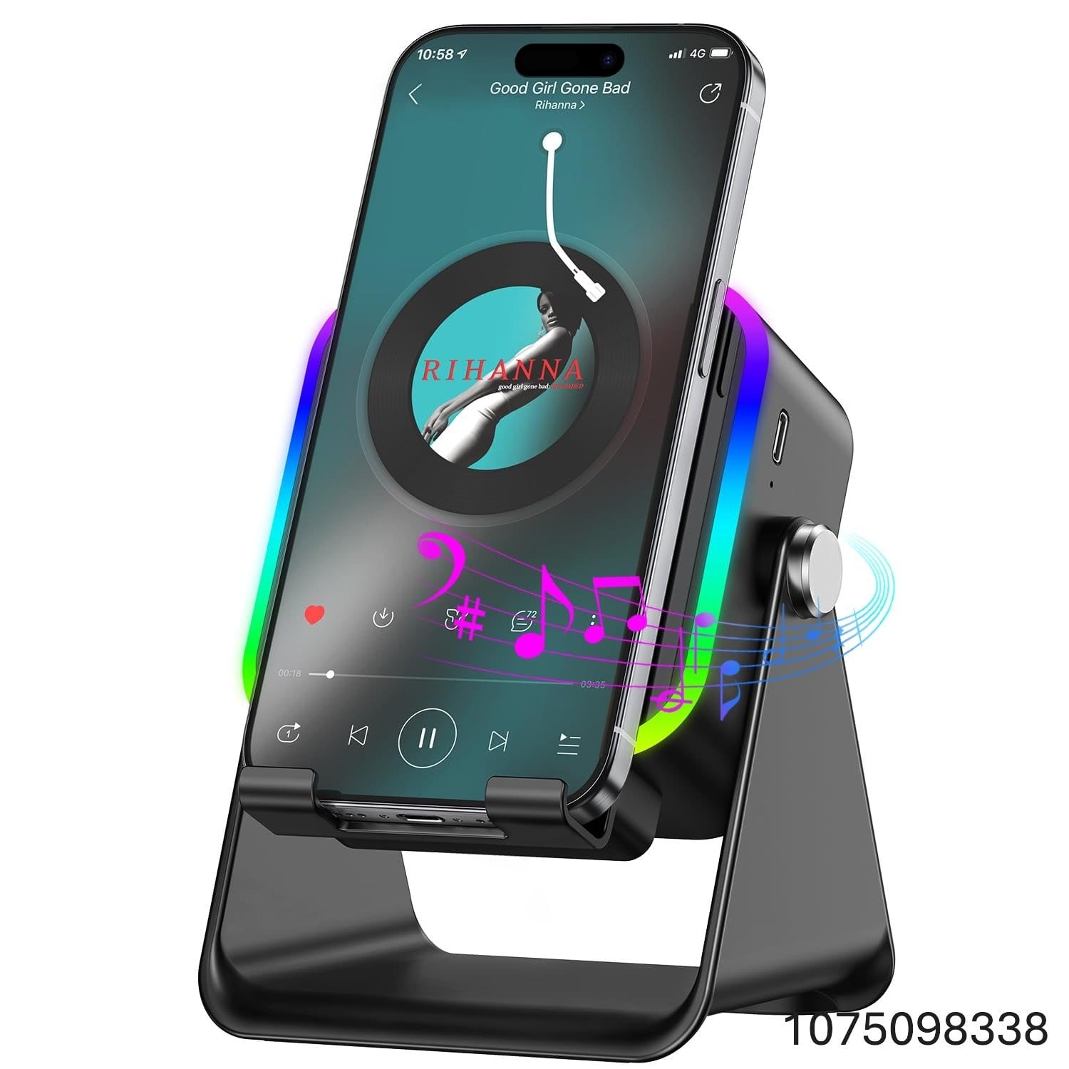 Wireless Induction Speaker 5-in-1 Bluetooth Speaker with Phone Stand, Stereo Sound,