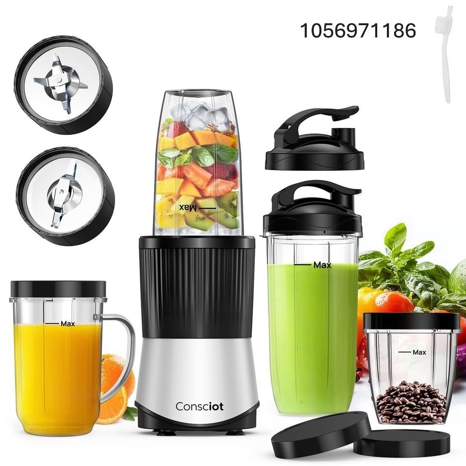 16-Piece Blender & Grinder Combo for Kitchen and Personal Size, Blend Shakes
