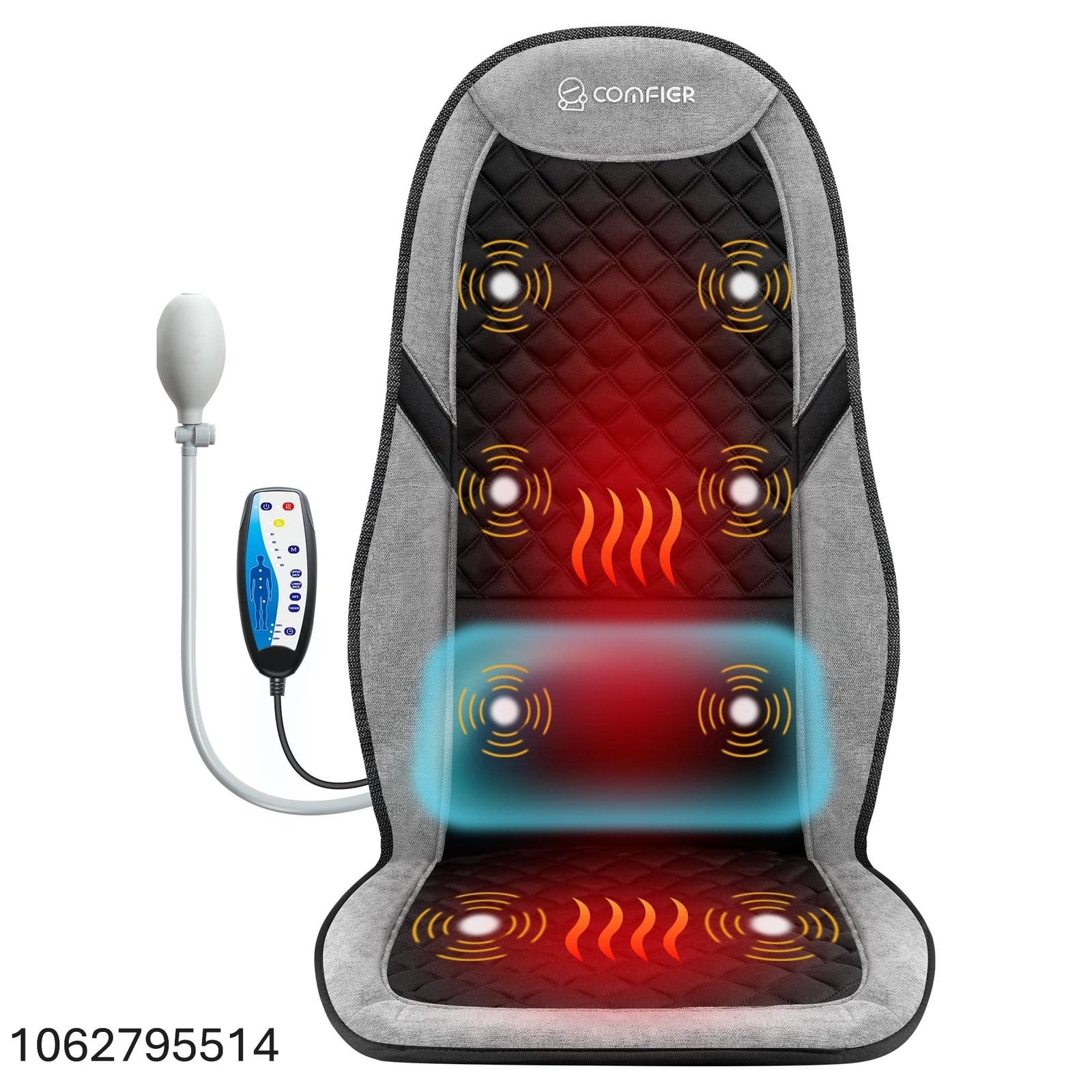 Back Massager with Heat, Massage Seat Cushion for Chair with 10 Vibration Motors,