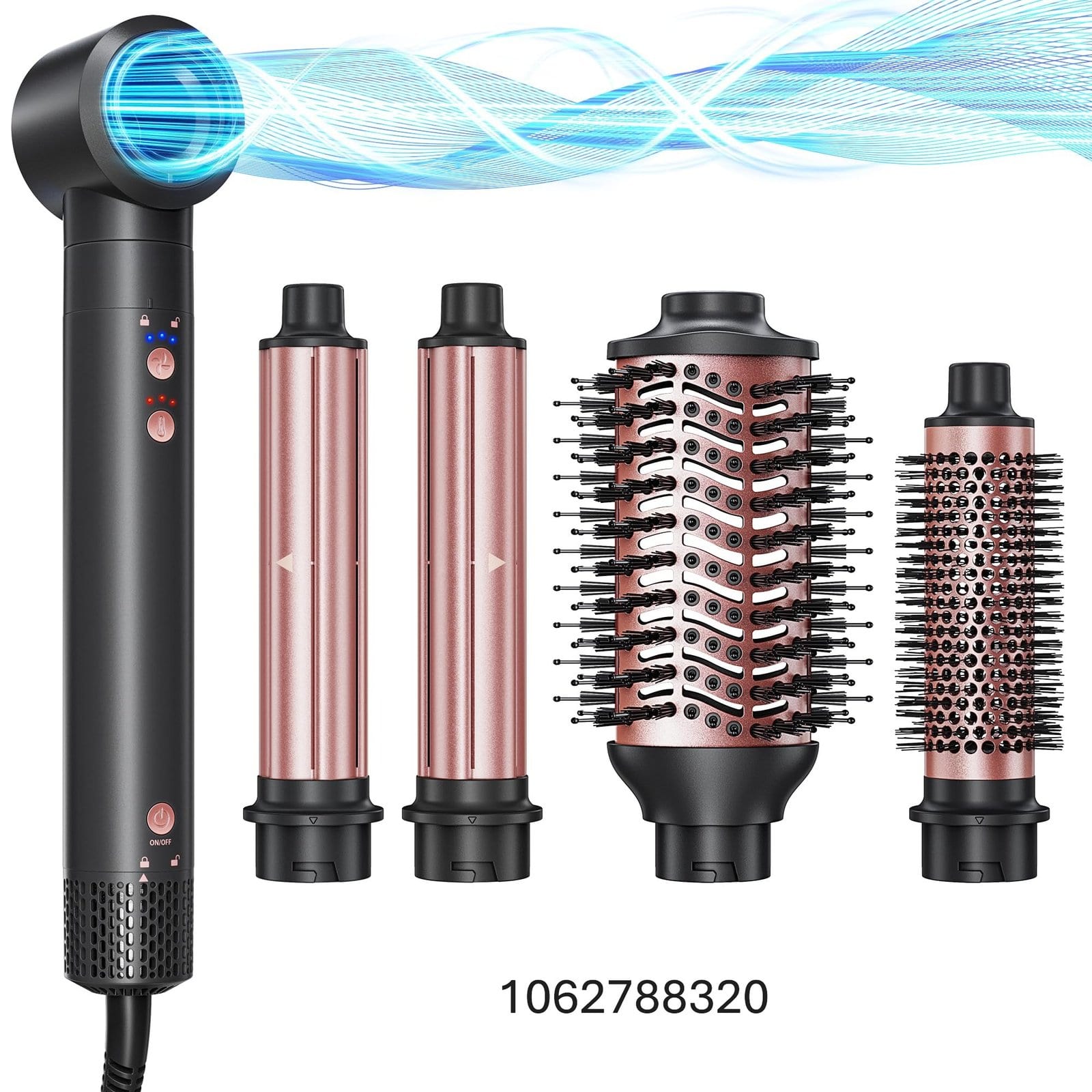 5-in-1 Hot Air Styler Wrap, High-Speed Hair Dryer Brush Blow Dryer with 2 Auto Wrap Curlers