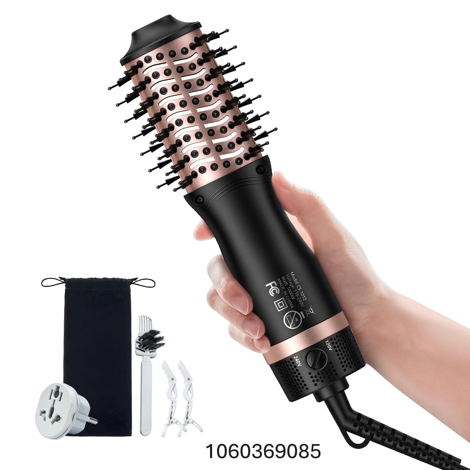 slopehill Mini Travel Dual Voltage Hair Dryer Brush,1000 Watts Hot Air Brush with European Plug