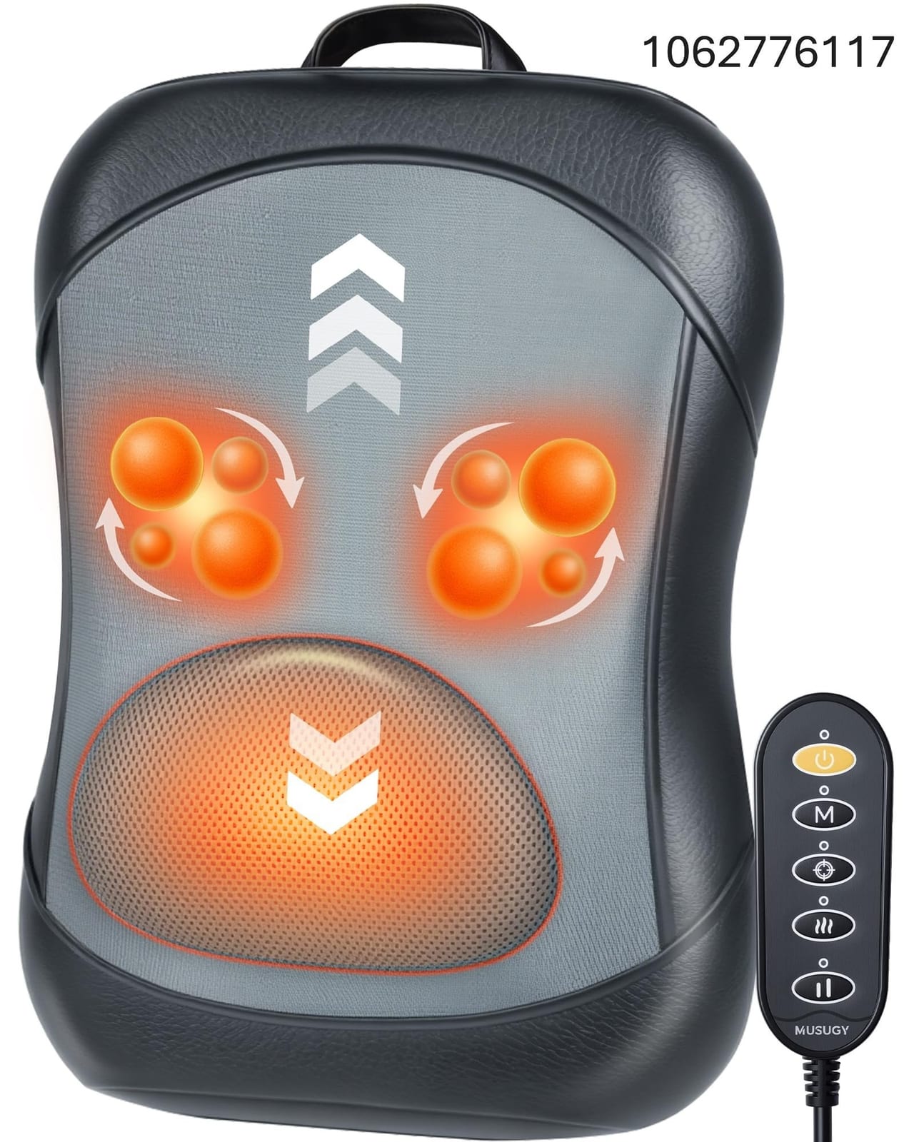 MUSUGY Shiatsu Back Massager with Heat : Up & Down Rolling Massage