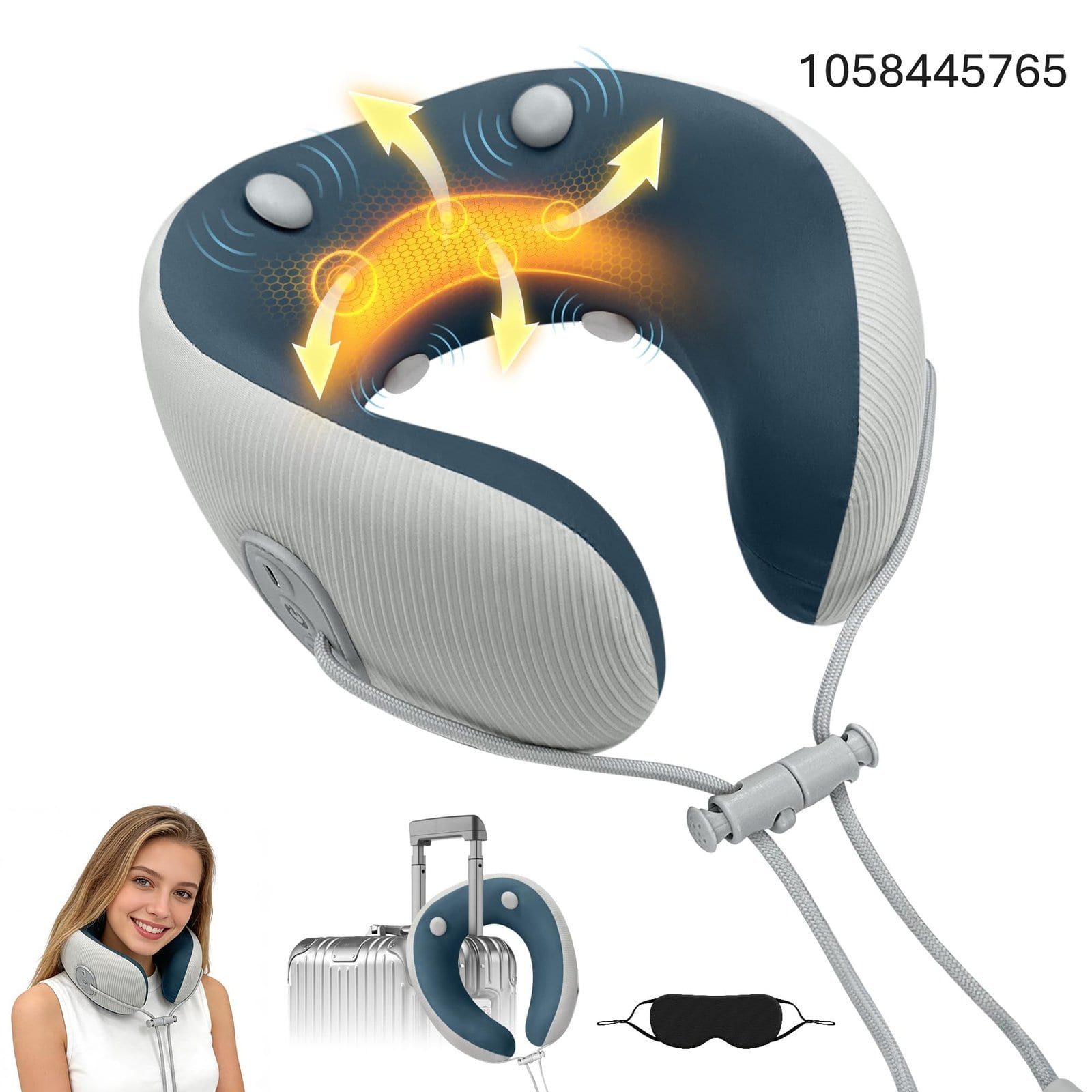 Medicane Neck Travel Pillow with Massage, Neck Pillows with Heat & Gentle Vibration Massage