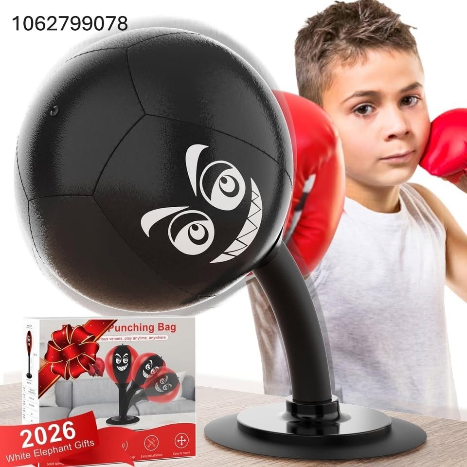 Desktop Punching Bag with Suction Cup - Punch Away Stress, Heavy Duty Office Desk Stress Ball