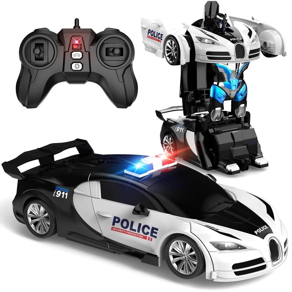 Remote Control Car, One-Click Becoming Robot Transforming Toys Car for Boys