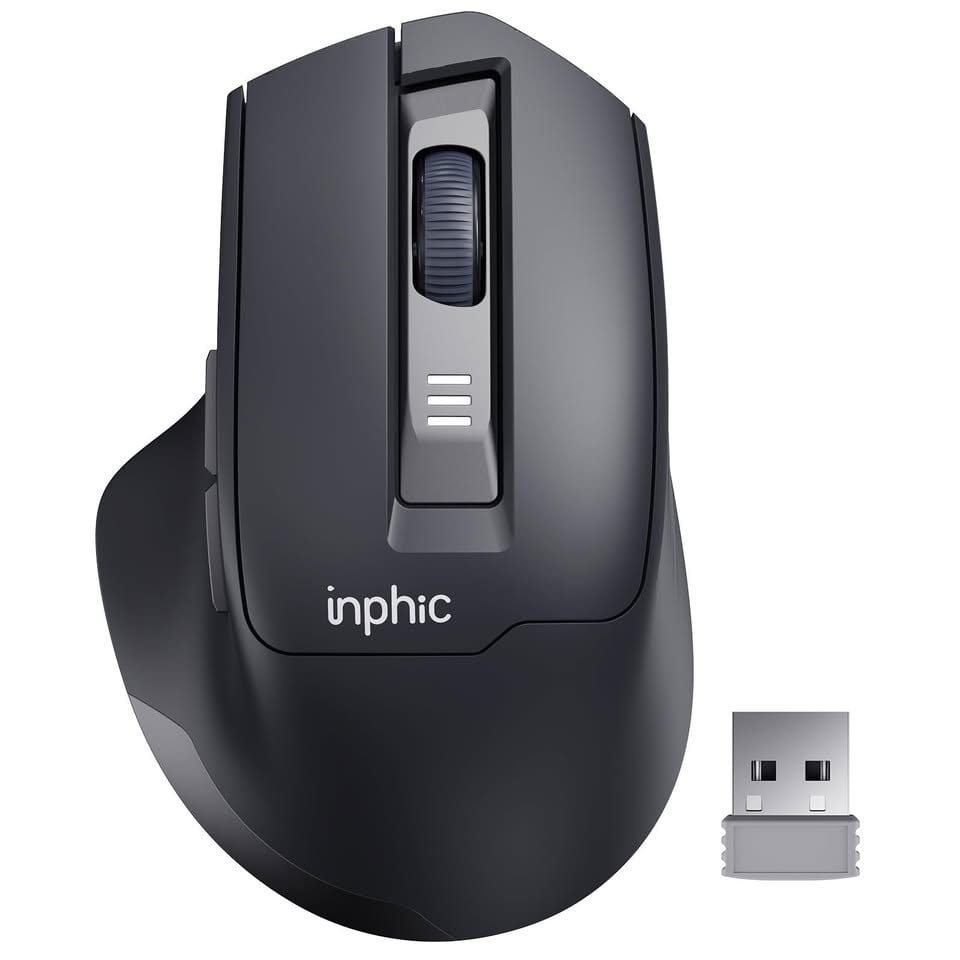 Wireless Mouse Rechargeable, [Battery Level Visible], Silent Click USB 2.4G Cordless