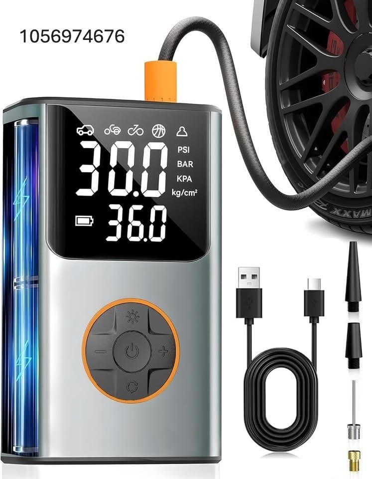 Tire Inflator Portable Air Compressor, Bike Pump, 150PSI Air Pump for Car Tires with LCD