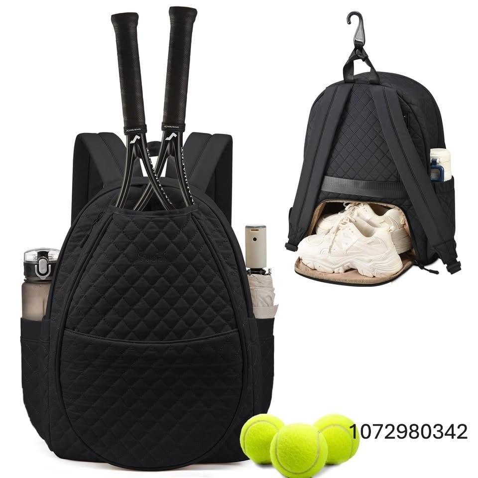 Sucipi Tennis Bags for Women, Quilted Tennis Racket Bag with Shoe Compartment