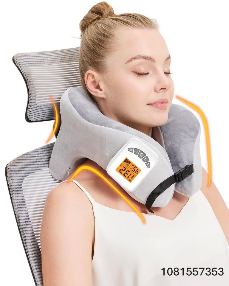 Rechargeable Heated Neck Pillow with Massage, 5000mAh Cordless Neck Heating Pad