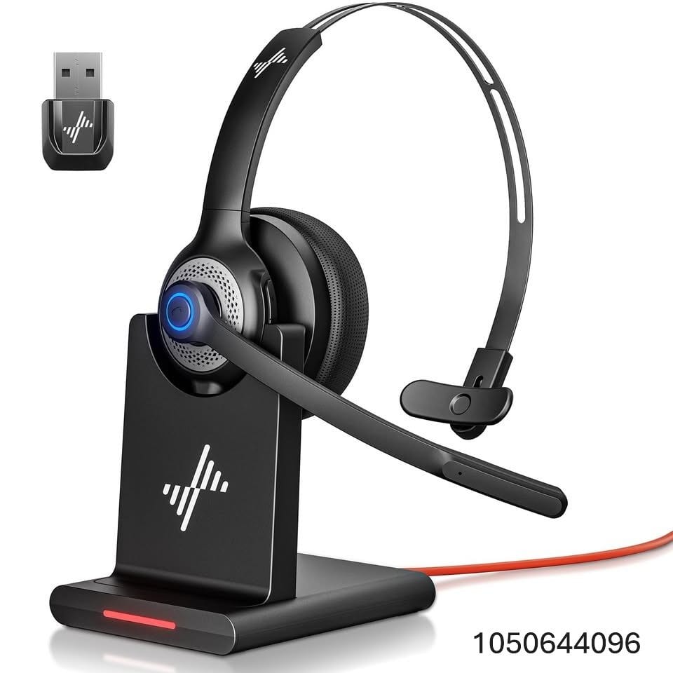 Bluetooth Wireless Headset with Mic for Work, Bluetooth 5.2, Advanced Noise Reduction Microphone