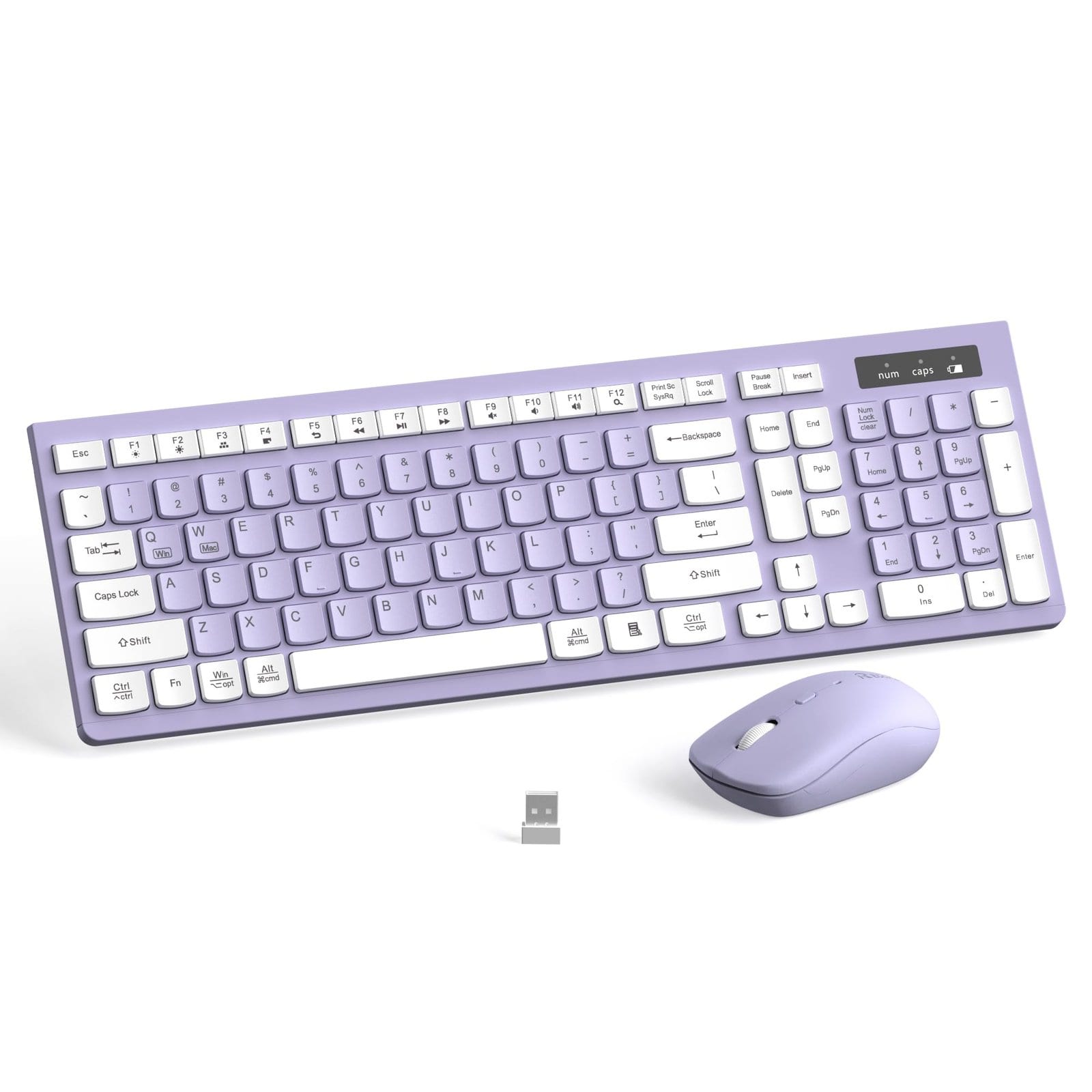 Wireless Keyboard and Mouse Combo, Full-Sized Wireless Keyboard and Adjustable DPI Mouse