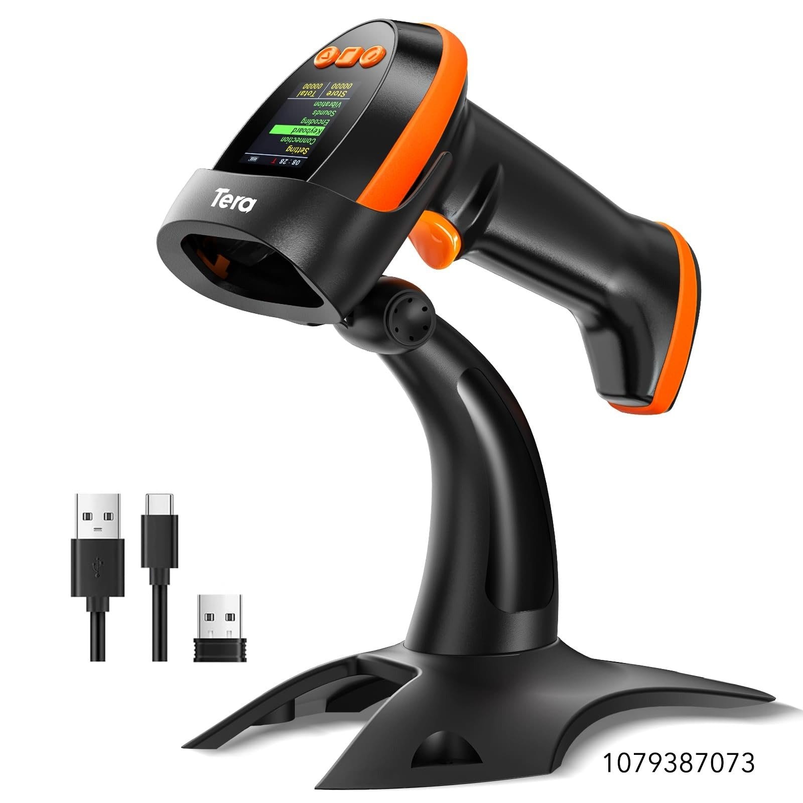 Tera Barcode Scanner Wireless 2D with Stand: Pro Version Digital Setting Screen Keypad