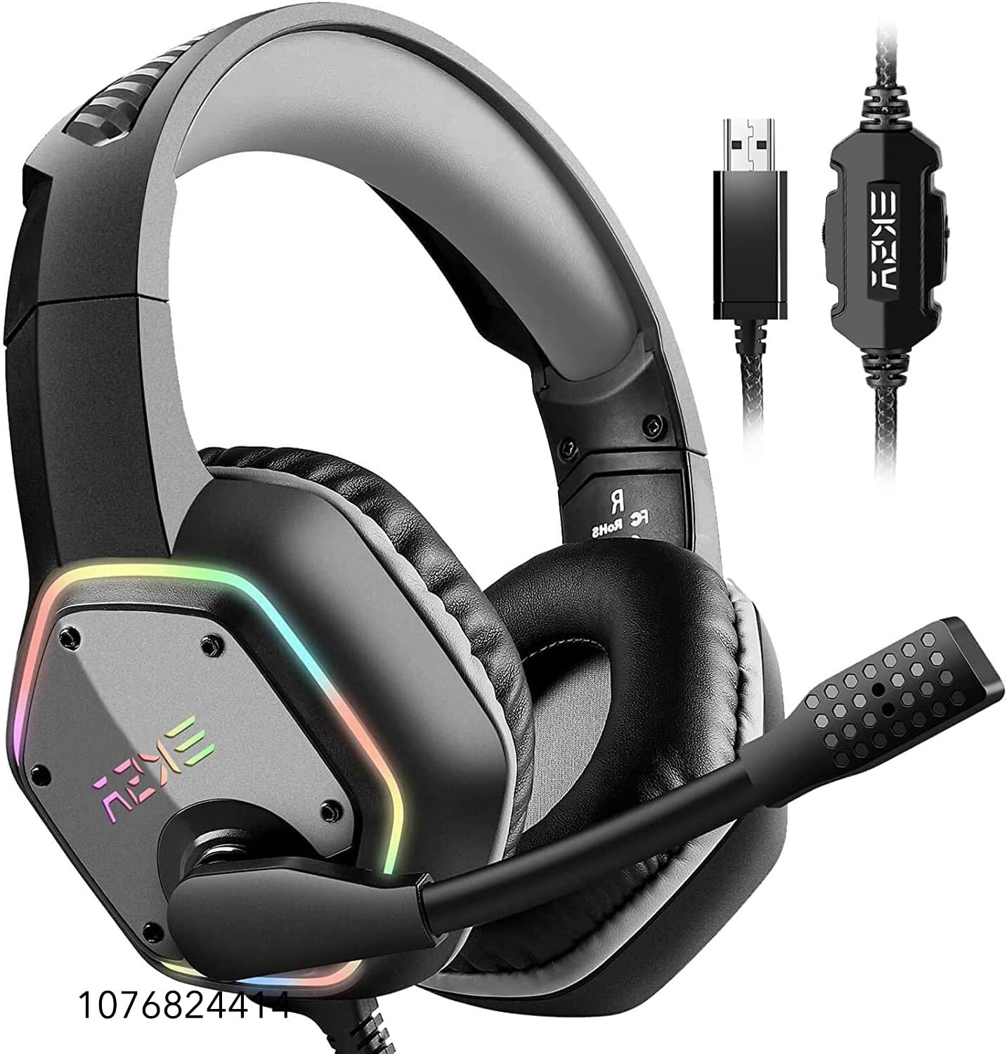 EKSA E1000 USB Gaming Headset for PC, Computer Headphones with Microphone/Mic Noise Cancelling