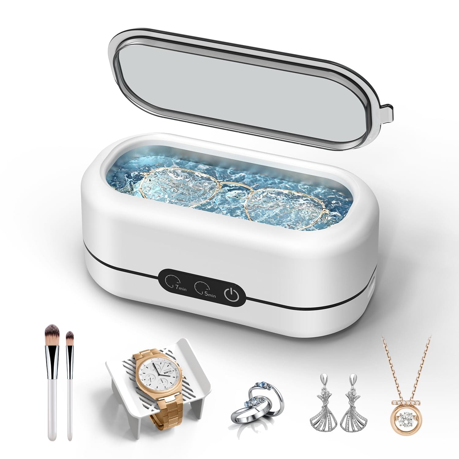 BYASKZIV Ultrasonic Jewelry Cleaner, 48KHz Ultrasonic Cleaner Machine for Jewelry