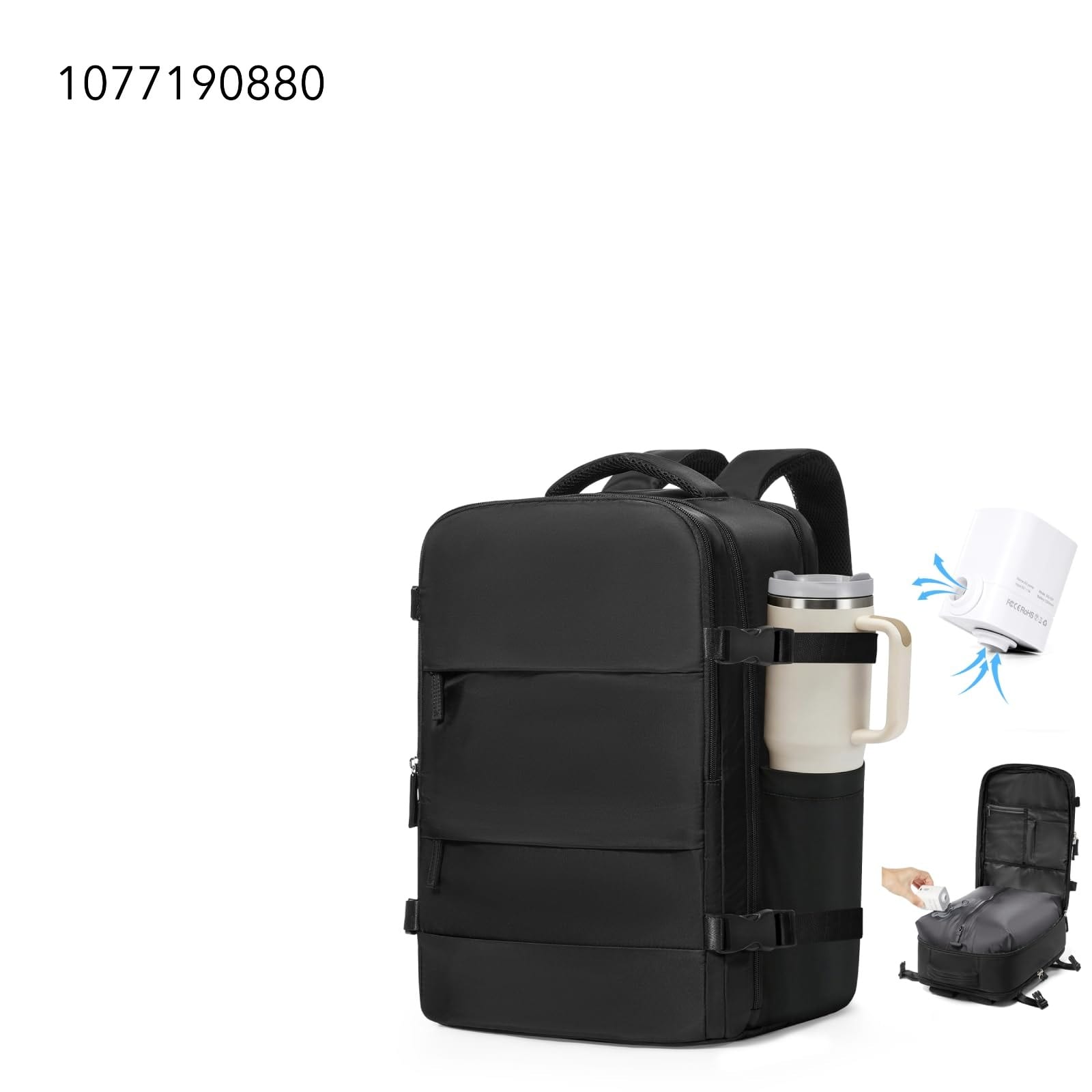 VGCUB Vacuum Backpack Travel with Pump Compression Carry On Bag,