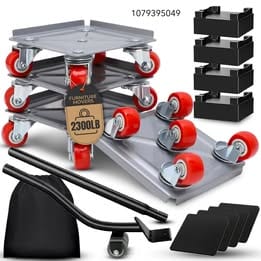 Furniture Moving Dolly Set – Heavy Duty 2300 lb Capacity, 5-Wheel System with Lifter Tool