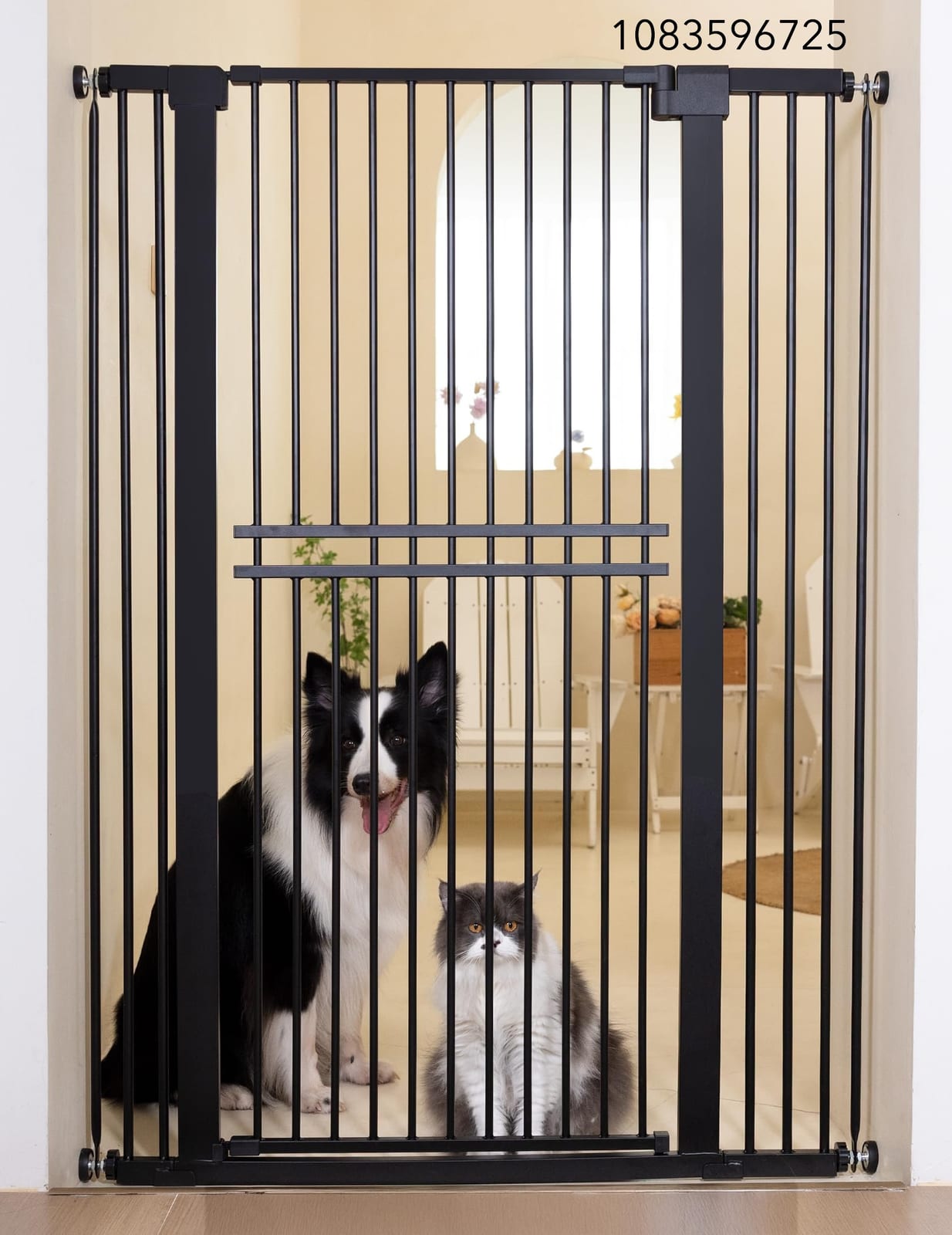 Pawblems 55" Extra Tall Pet Gate, 29"-40" Wide Tall Dog Gate, Black
