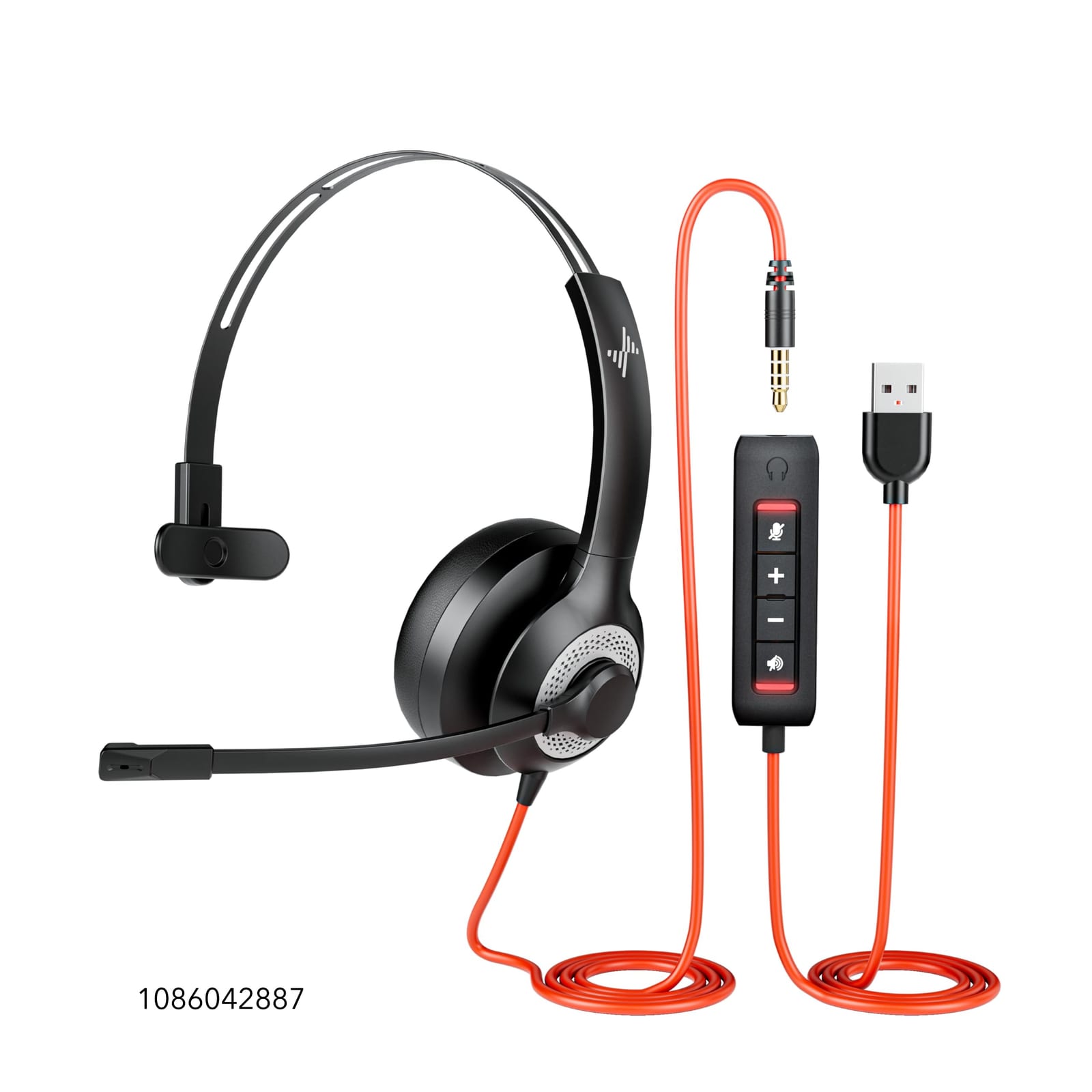 JIAMQISHI Single-Ear USB Headset - Black