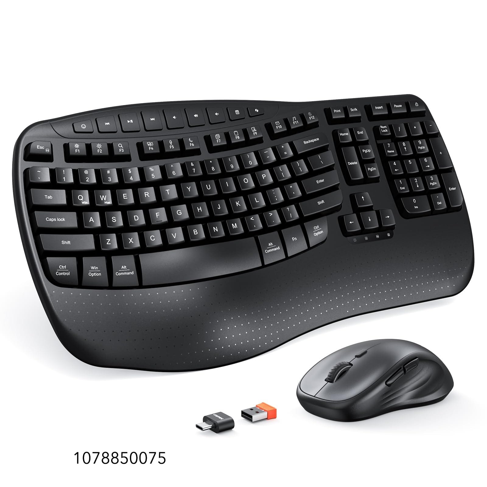 MEETION Ergonomic Wireless Keyboard and Mouse Combo with Wave Keys