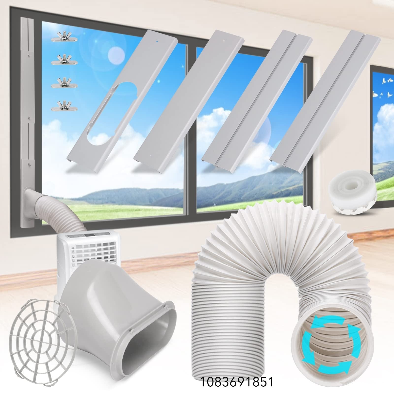 Portable AC Window Vent Kit with 5.9" Portable Air Conditioner Exhaust Hose