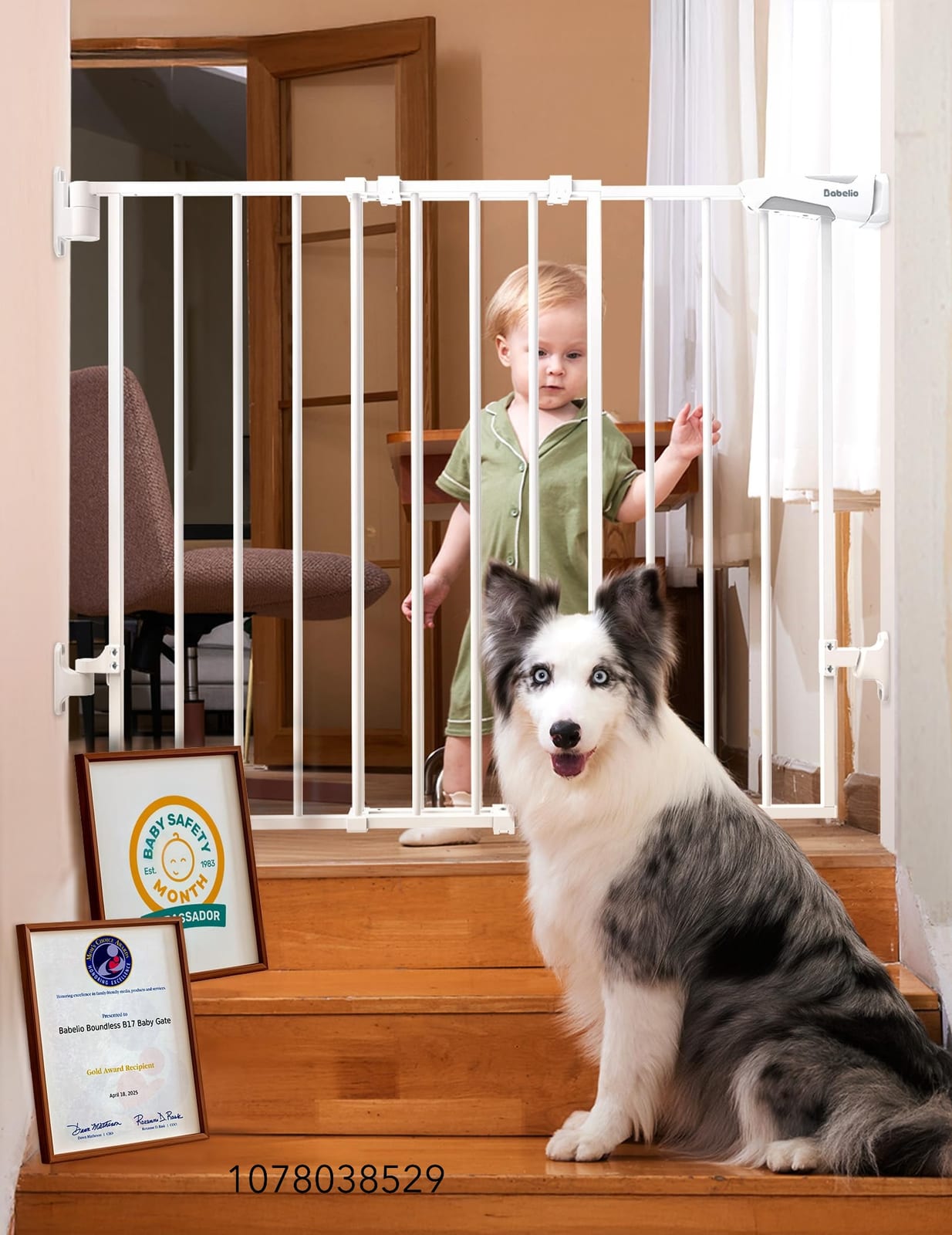 Babelio No Bottom Bar Baby Gate, 28" H x 26-43" W, White