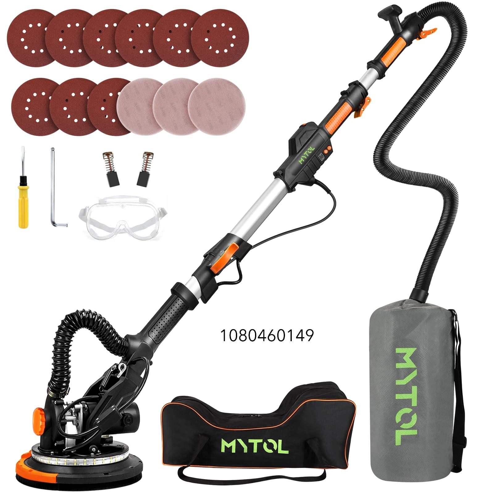 MYTOL Electric Drywall Sander with Vacuum Dust Collection, Variable Speed, LED Light