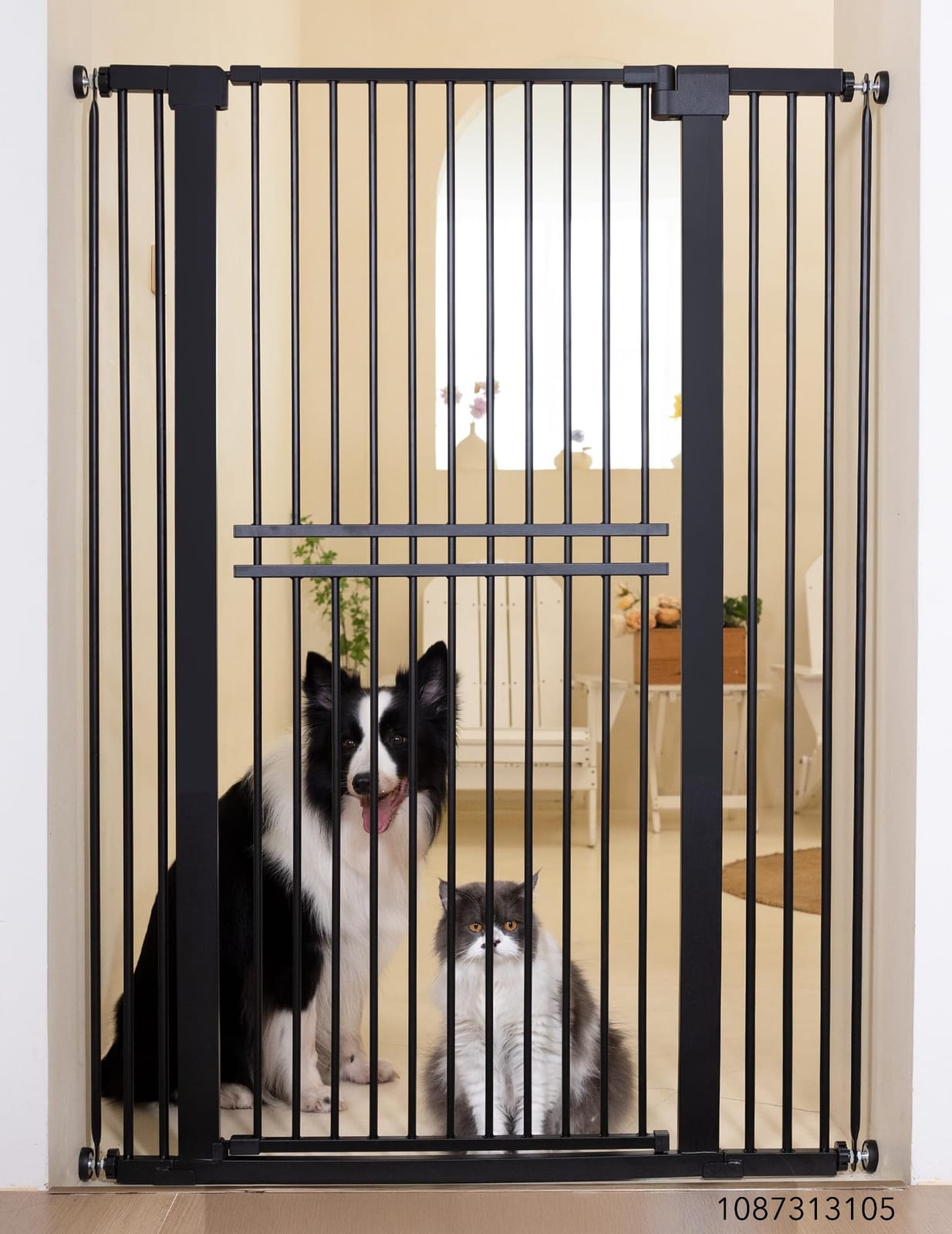 No Pawblems 55" Extra Tall Pet Gate, Black