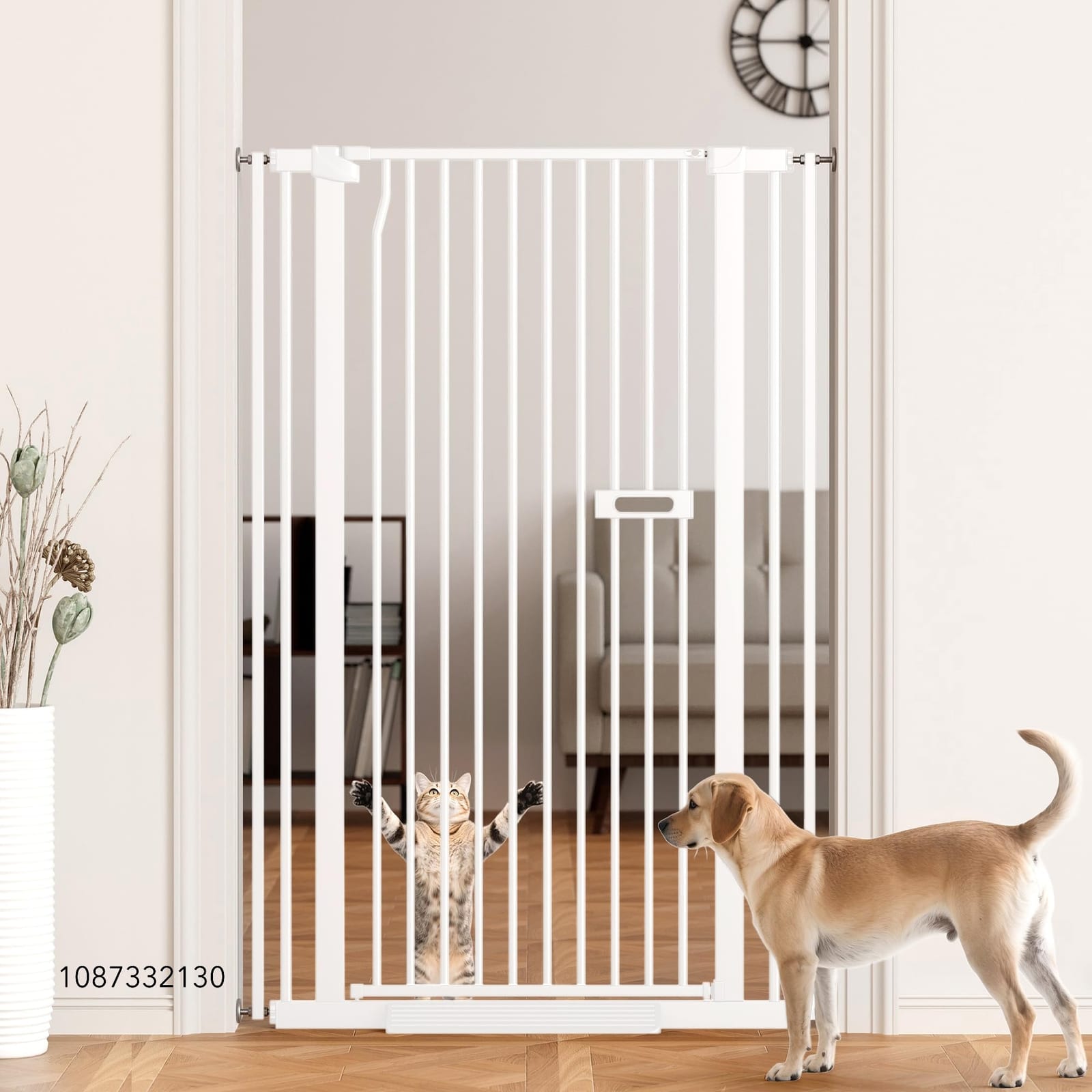 LuxTrsde 55.1" Extra Tall Dog Gate Indoor for Doorways, 30.1-33.8" Wide