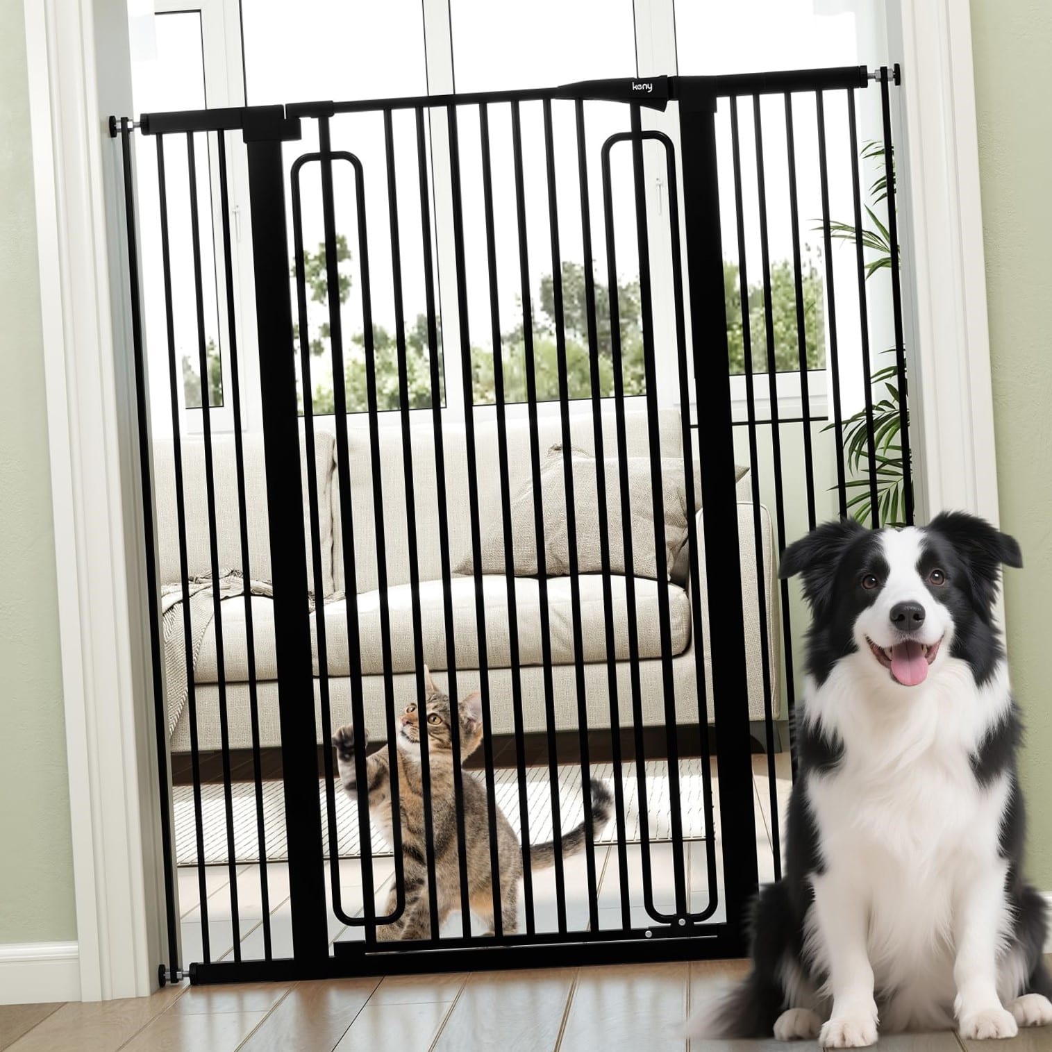 keny 51" Extra Tall Pet Gate, 29.7"-46" Wide Adjustable Cat Gate