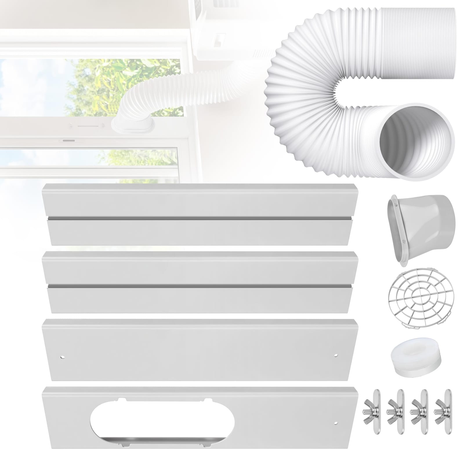 YCNNU Portable AC Window Vent Kit : Adjustable Air Conditioner Window Seal Kit with 5.9”