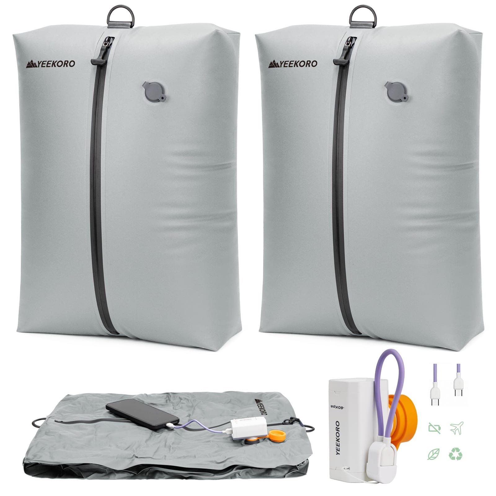 YEEKORO Vacuum Bag for Travel,IPX8 Waterproof Reusable Compression Bags