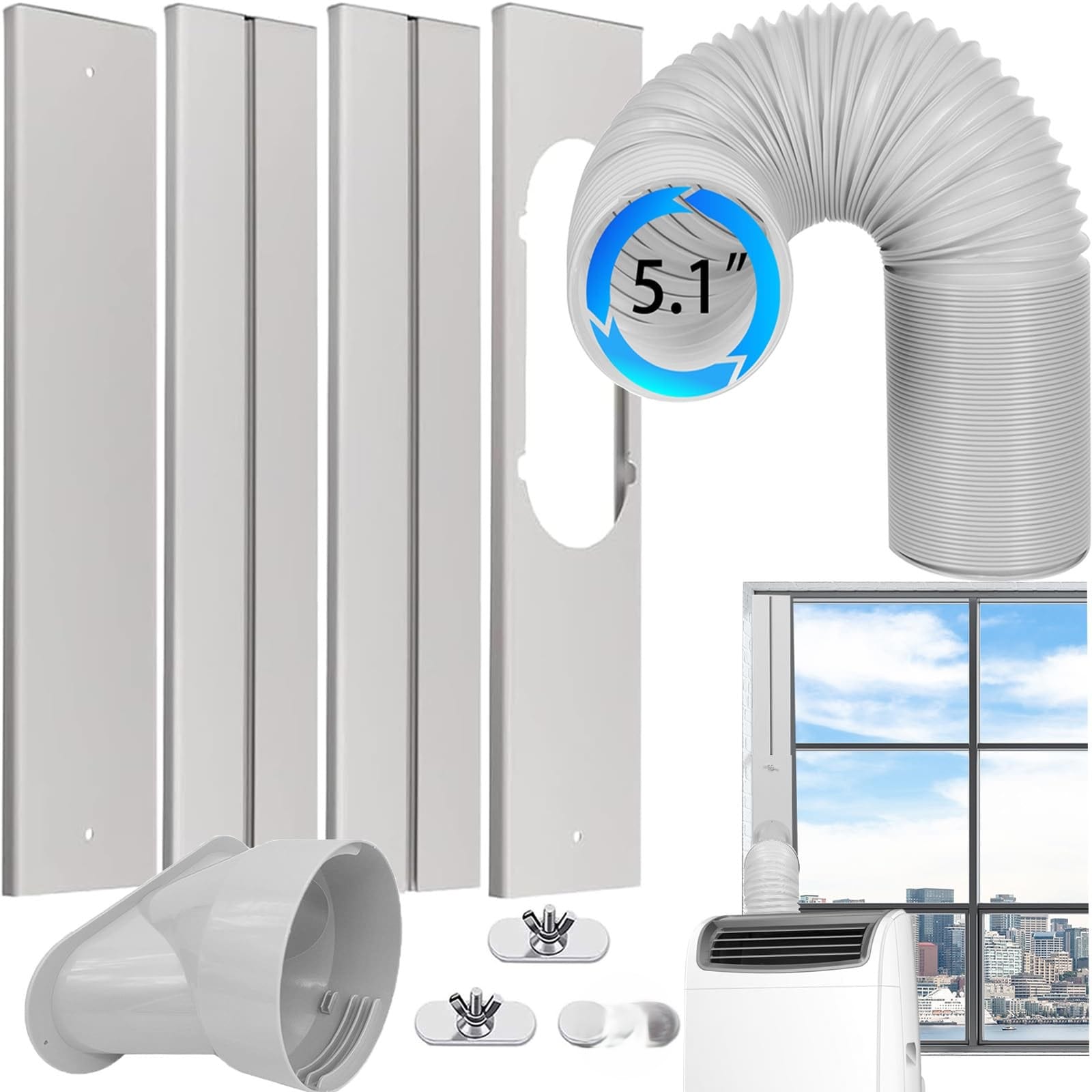 Nihoney Portable Air Conditioner Window Vent Kit with Exhaust Hose