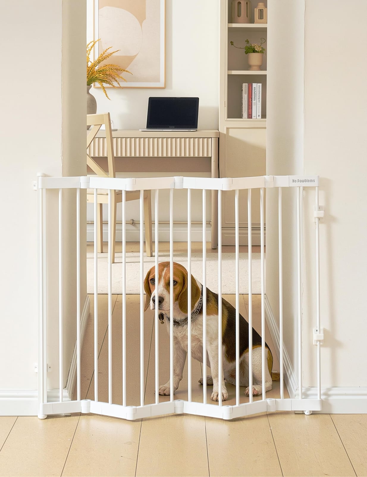 No Pawblems Retractable Metal Pet Gate, 38" Wide, White