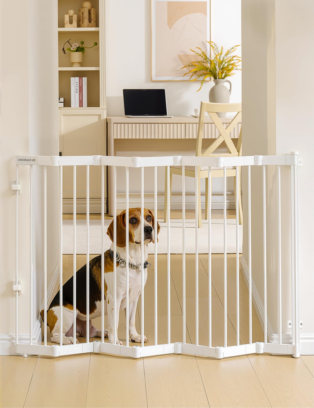 No Pawblems Retractable Metal Pet Gate - 45" Wide, White