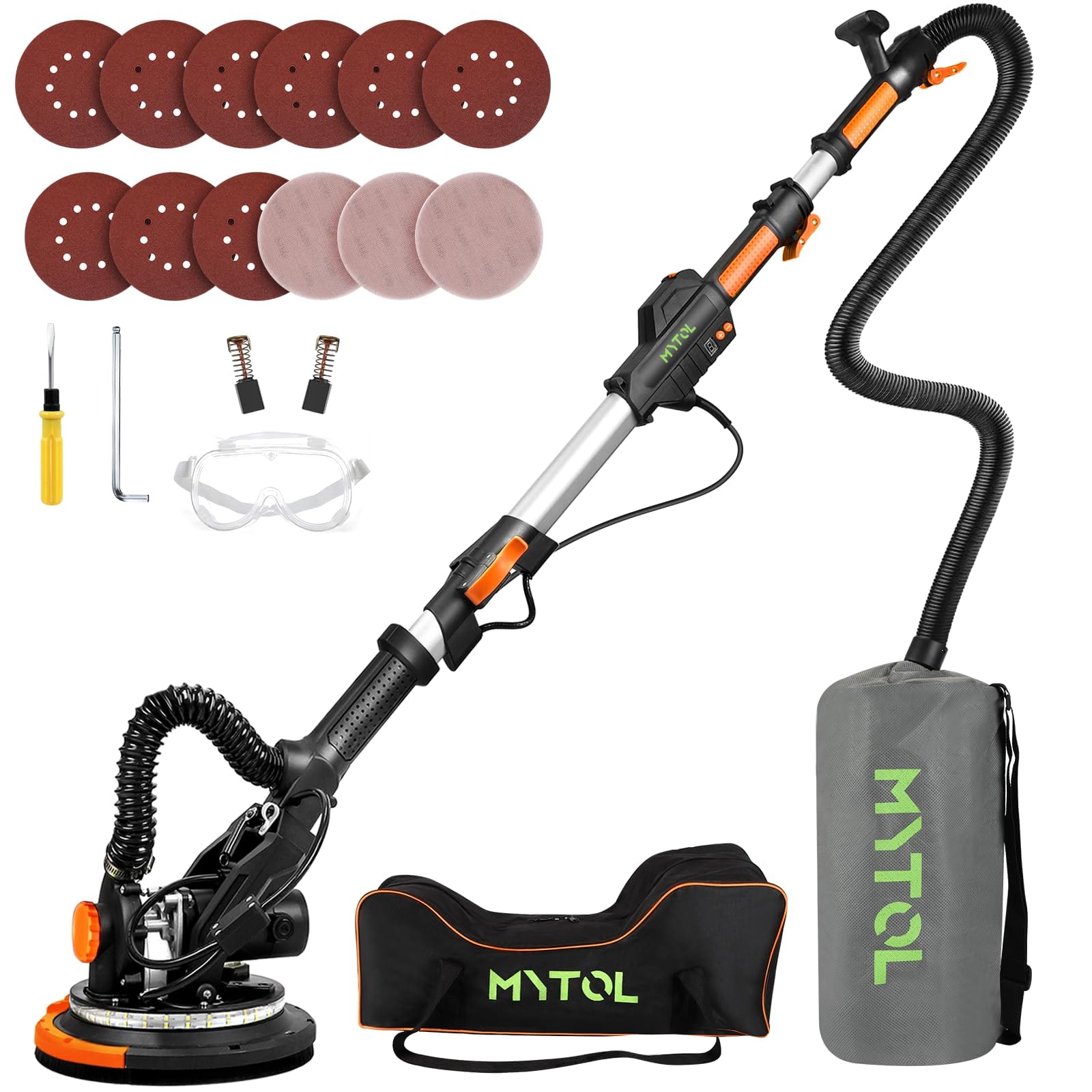 MYTOL 7.2A Drywall Sander with Vacuum, LED, 6-Speed