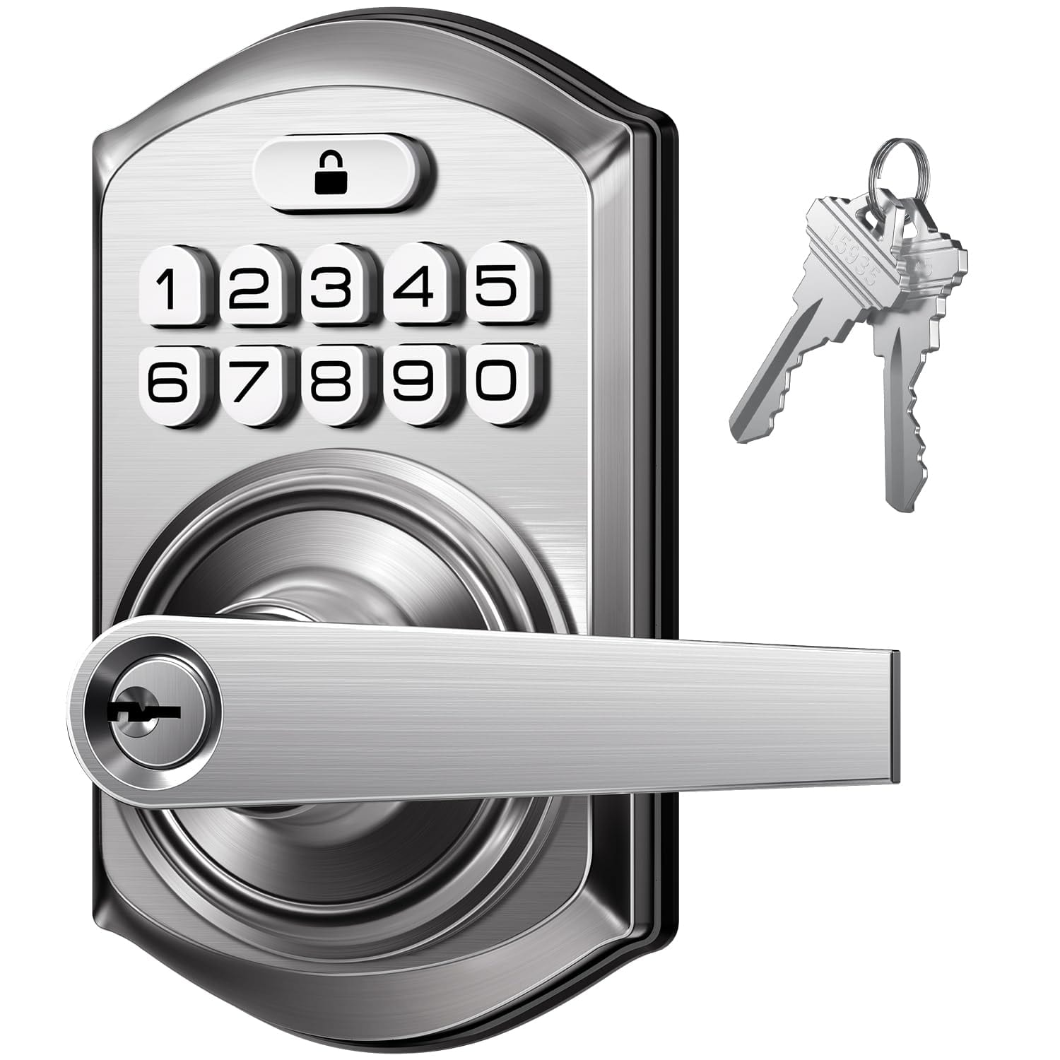 TEEHO TE004 Keyless Entry Door Lock with Keypad, Satin Nickel