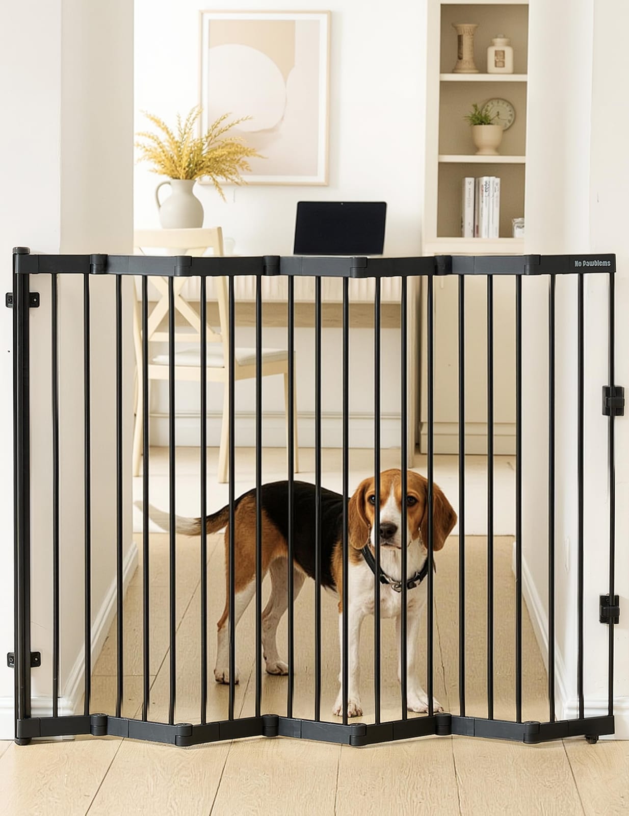 No Pawblems Retractable Pet Gate, Black, 45" Wide