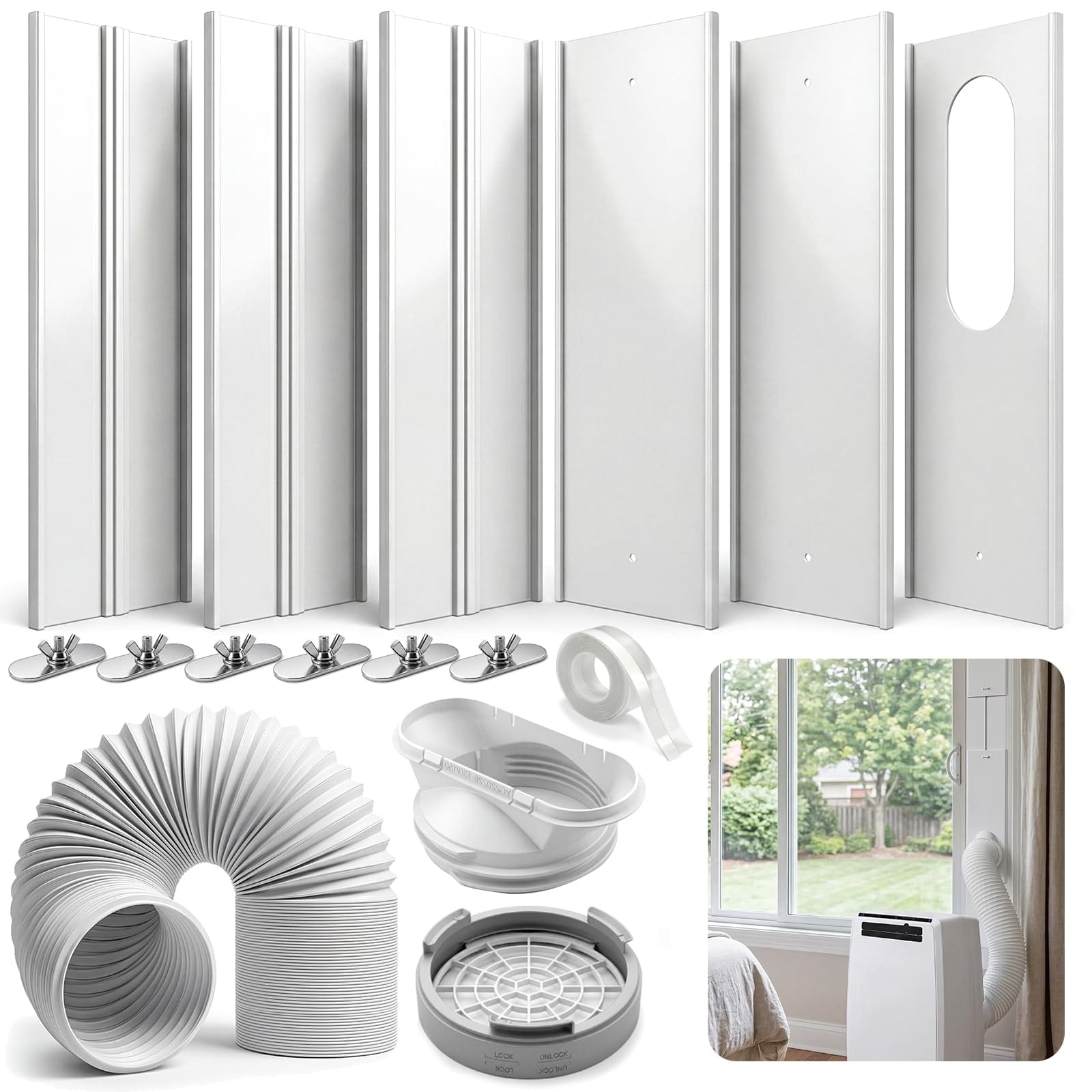 GIRAVO Portable AC Window Vent Kit - 5.9" Dia, 59" Length