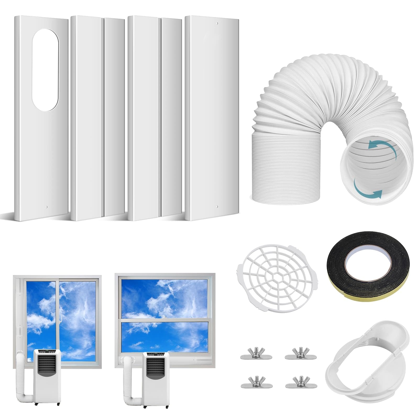 Ninonly Portable Air Conditioner Window Vent Kit with 5.9" Hose