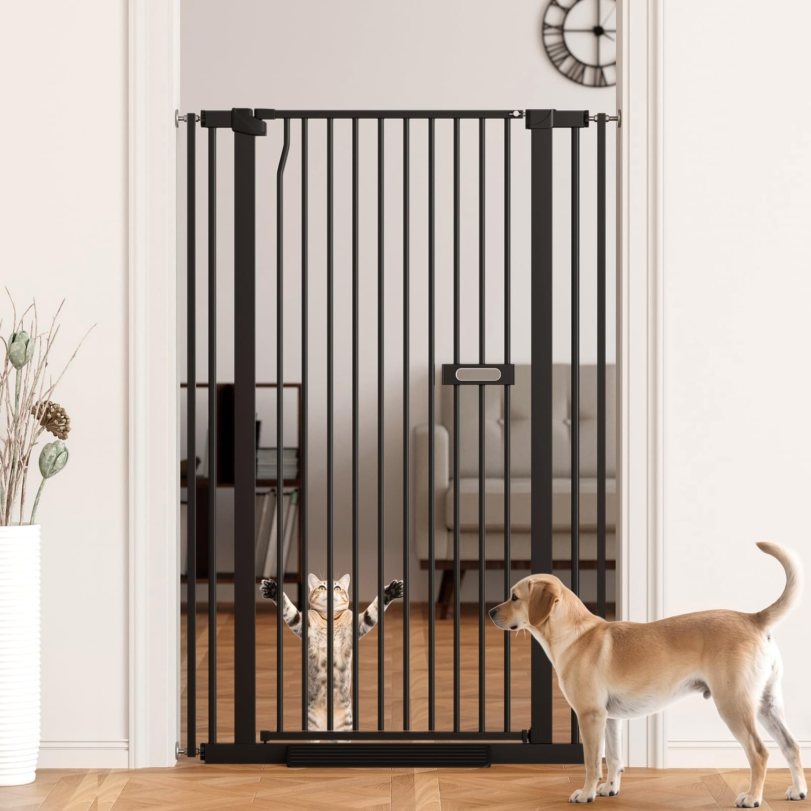 LuxTrsde Extra Tall Pet Gate 55.1" - Black
