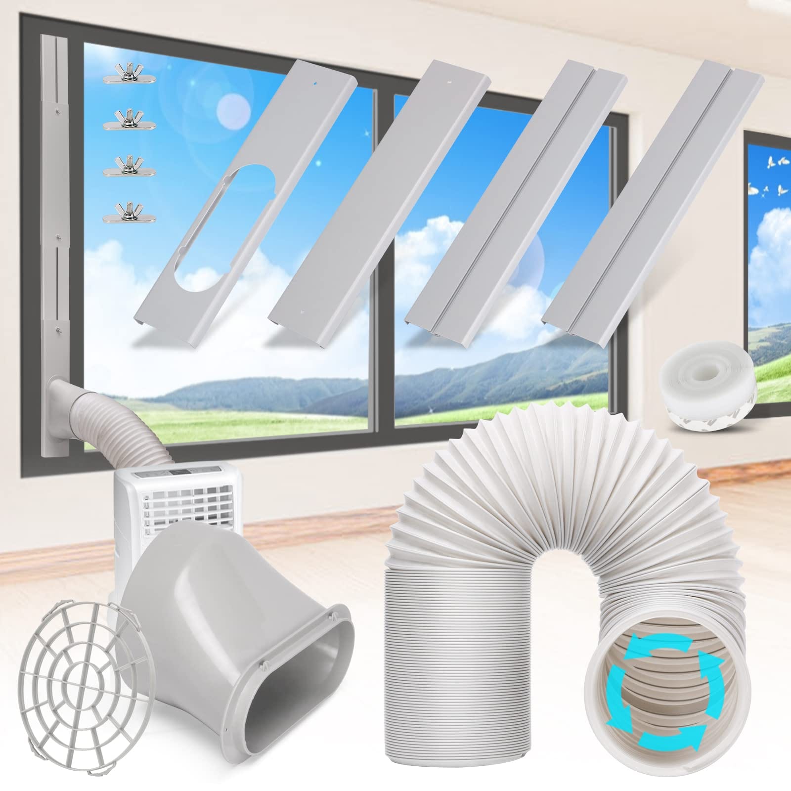 Portable AC Window Vent Kit with 5.9" Portable Air Conditioner Exhaust Hose