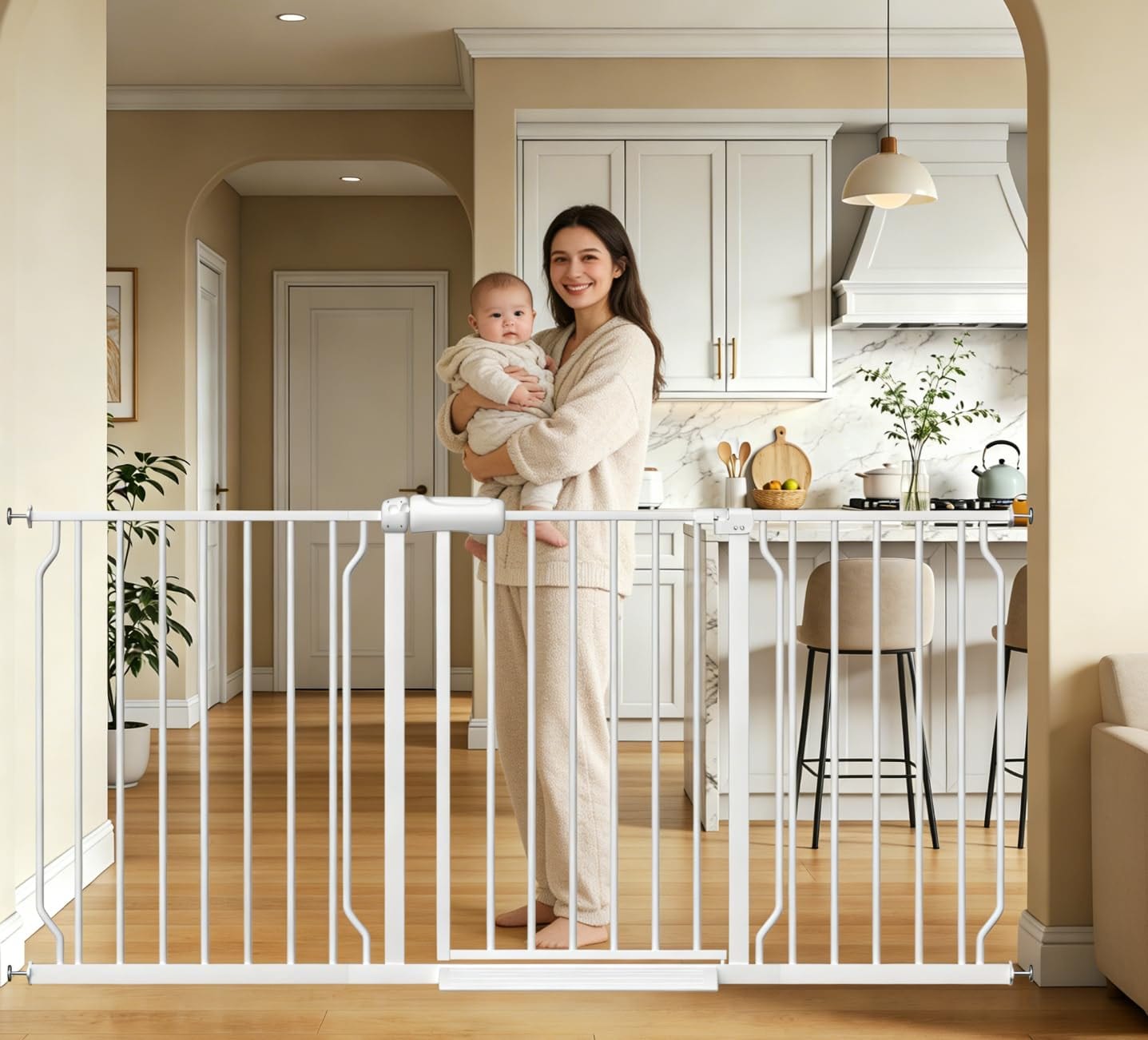 63-71 Inch Stairs Doorways Pet Dog gate Indoor Outdoor Pressure Mount
