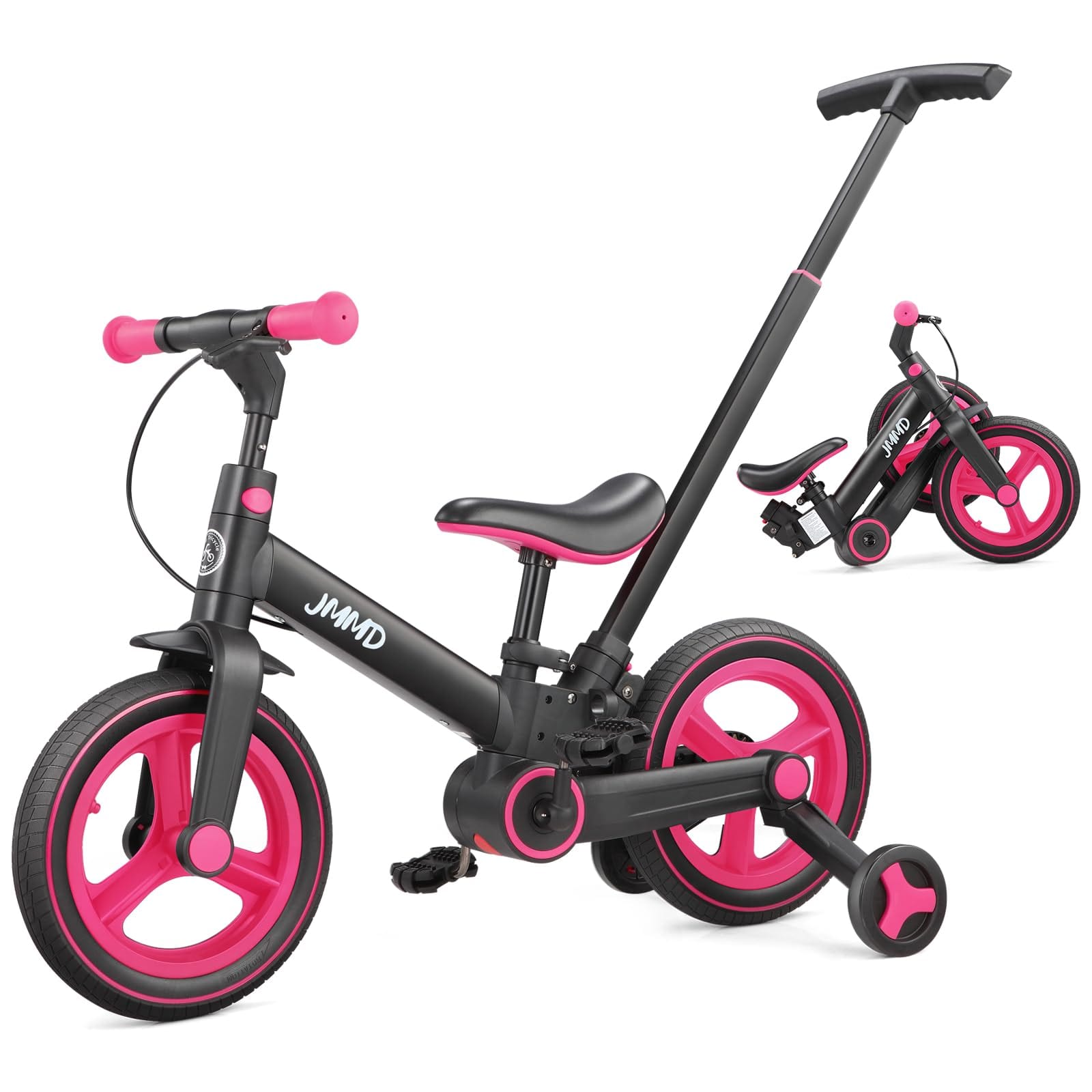 JMMD 6-in-1 Toddler Balance Bike with Push Handle