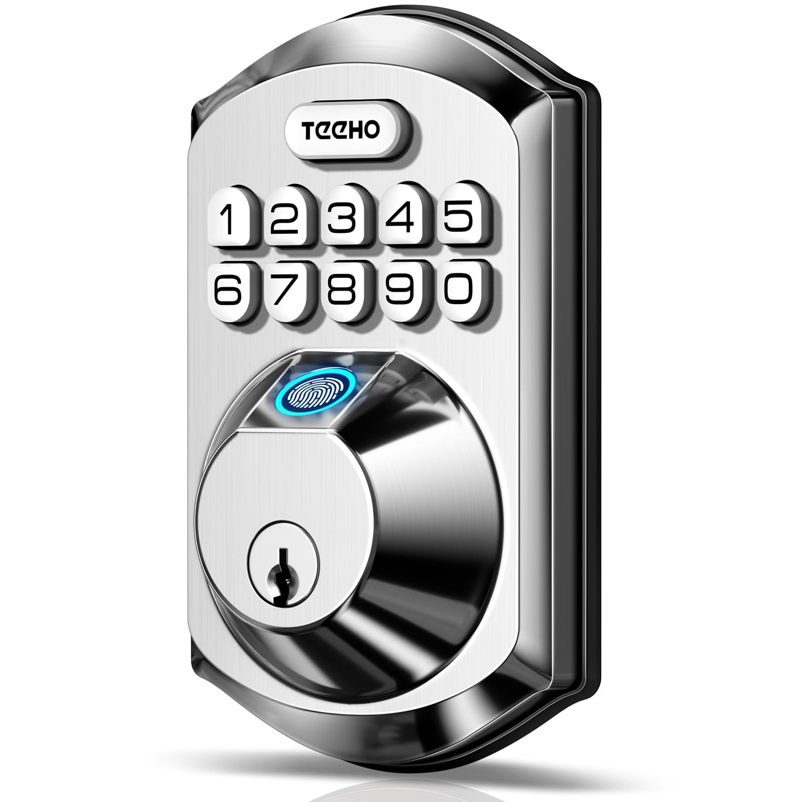 TEEHO TE002 Fingerprint Deadbolt with Keypad, Satin Nickel