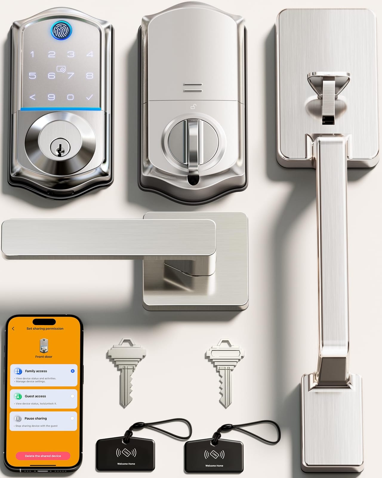 Veise VE017-D Smart Front Door Lock Set, Satin Nickel