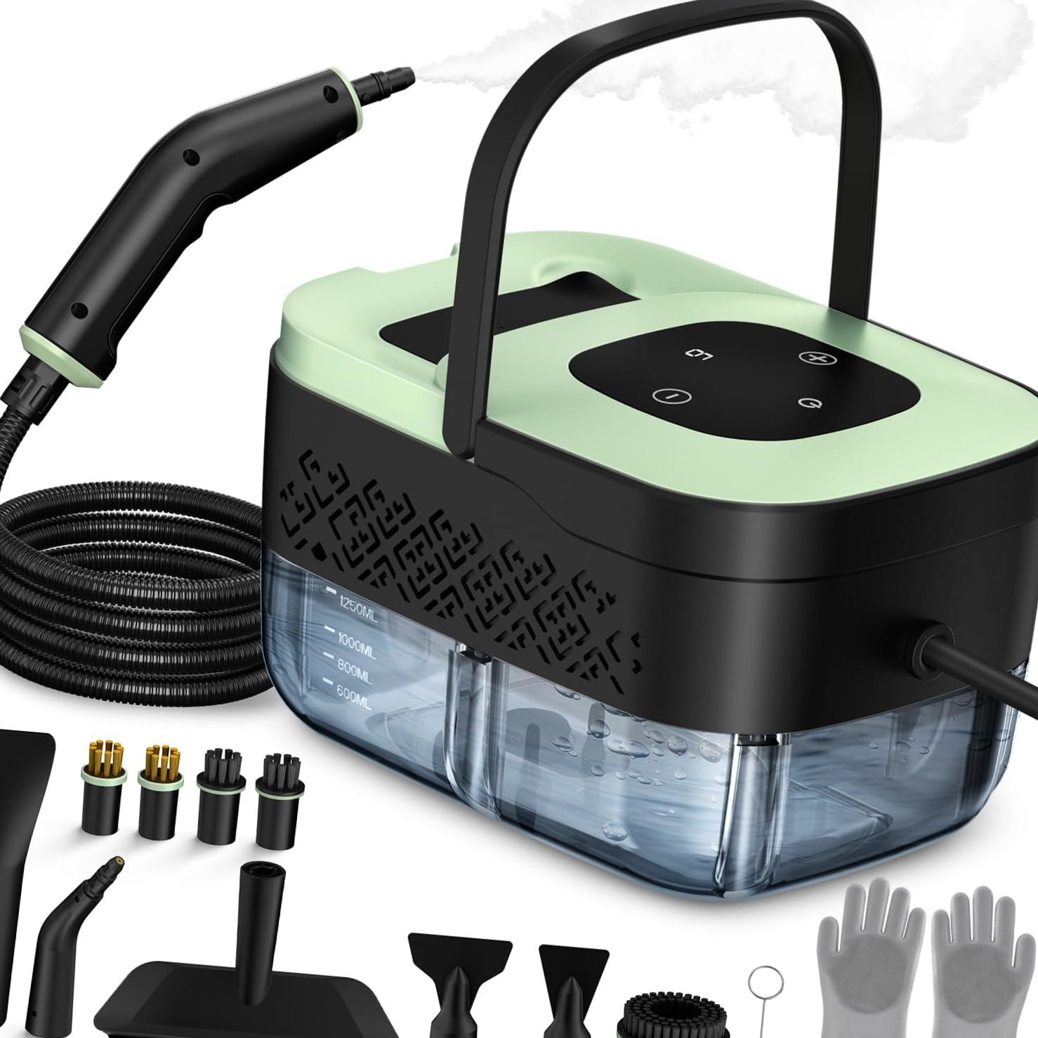 WSRYYCC Portable Steam Cleaner, 1500W, 16 Accessories, Green